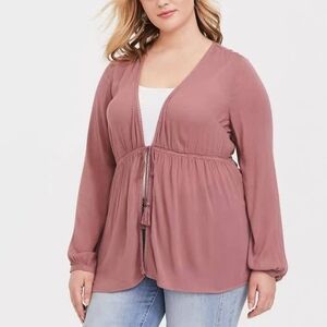 Torrid 1 Tie Front Babydoll Cardigan NWT